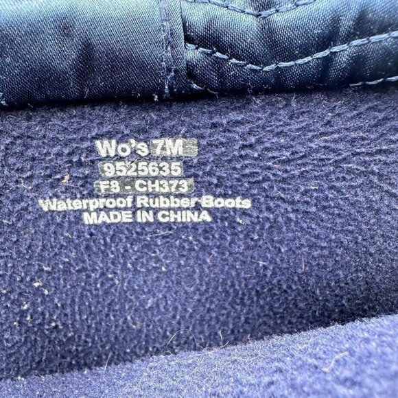 Sperry Boots Women 7 Waterproof Rain Navy Blue 2" Heel Cuff Rubber Anchor Button - Picture 6 of 10